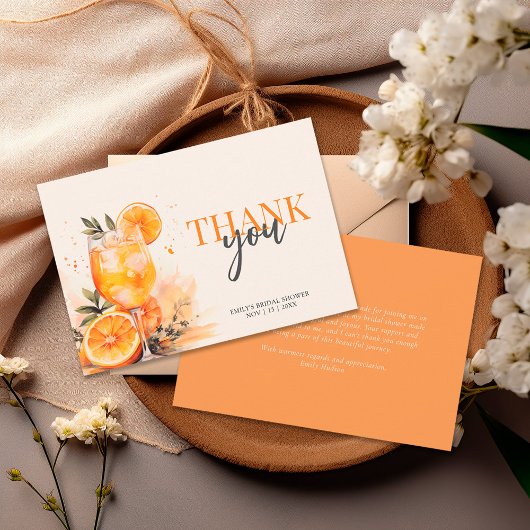 Aperol Spritz Watercolor Bruidsfeest Bedankkaart