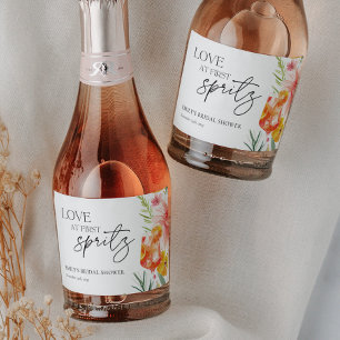 Aperol Spritz Watercolor Bruidsfeest Sparkling Wijnetiket