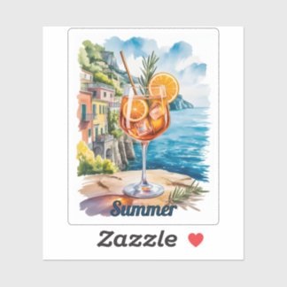 Aperol Spritz Watercolor Italiaanse Kust Positano Sticker