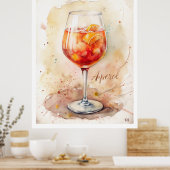 Aperol Spritz Waterverf schilderij Poster (Keuken)