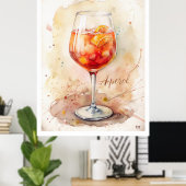 Aperol Spritz Waterverf schilderij Poster (Thuiskantoor)