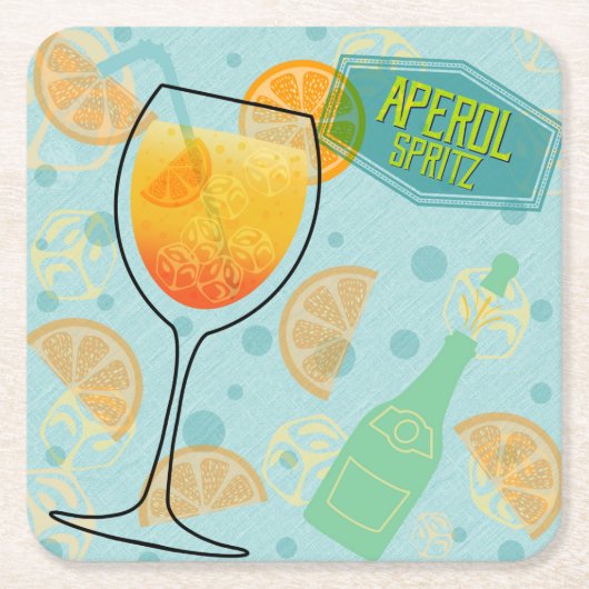 Aperol SpritzSquare Vierkante Kartonnen Onderzetter (Voorkant)