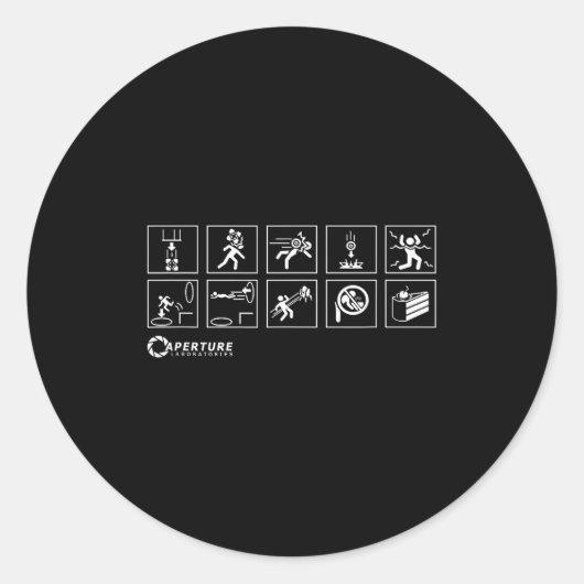Aperture Labs Jump Into The Rtal For Science Funny Ronde Sticker (Voorkant)