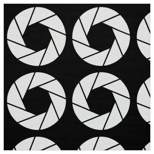 Aperture Pattern - White on Black Stof (Swatch)