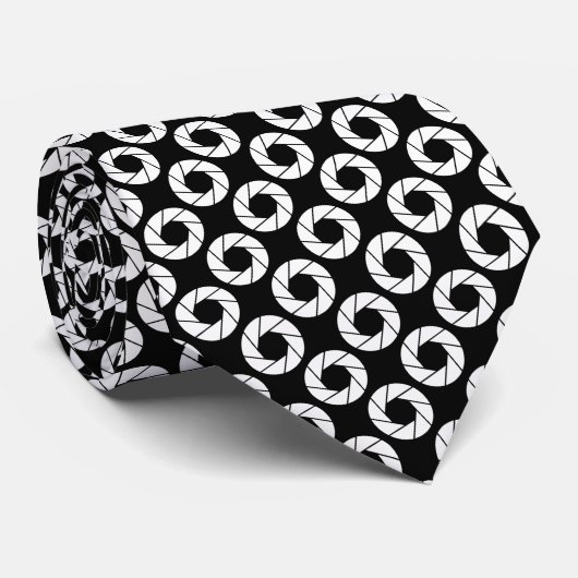 Aperture Pattern - White on Black Stropdas (Opgerold)