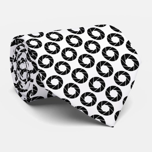 Aperture Pattern - Zwart op Wit Stropdas (Opgerold)