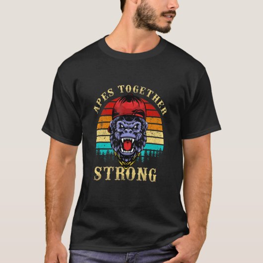 Apes sterk samen Ape Retro  Sunset T-shirt (Voorkant)