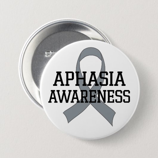 Aphasia Awareness Grey ribbon Support Button (Voorkant /achterkant)