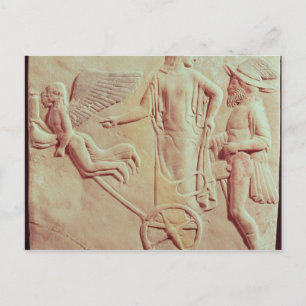 Aphrodite en Hermes die op een blokkenwagen Briefkaart