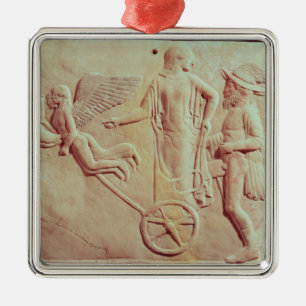 Aphrodite en Hermes die op een chariot rijden Metalen Ornament