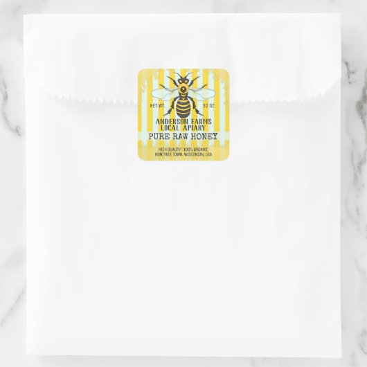Apiary Bee Honey Jar Labels | Honingbij gestreept (Tas)