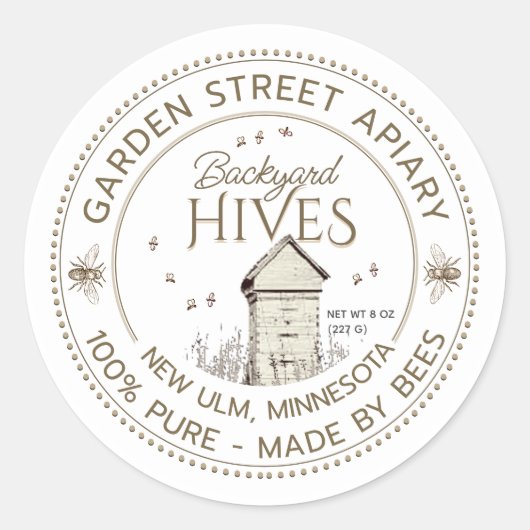 Apiary Benoals imker Ronde Sticker (Voorkant)