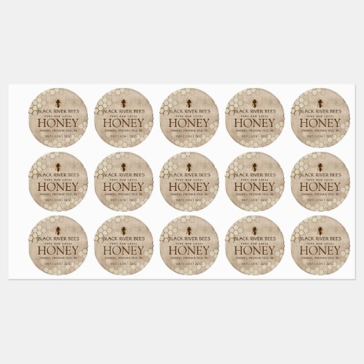 Apiary Business Patch met honingraat en bijenhonin Labels (Vel)