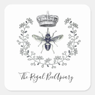Apiary Elegant Honey Bee Crown Laurel Beetker Vierkante Sticker