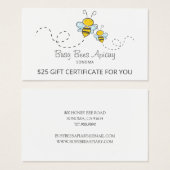 Apiary Gift Certificate van de imker van honingbij Visitekaartje (Voorkant /achterkant)