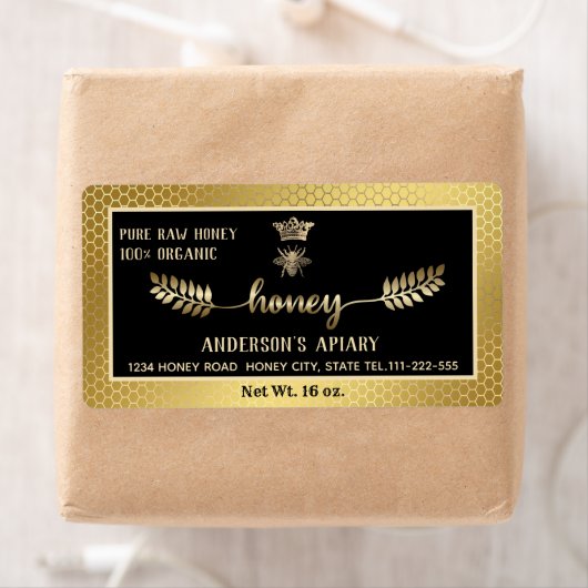 Apiary gold  calligraphy honey branch etiket (Insitu)