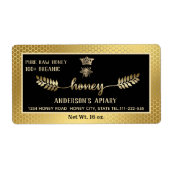 Apiary gold  calligraphy honey branch etiket (Voorkant)
