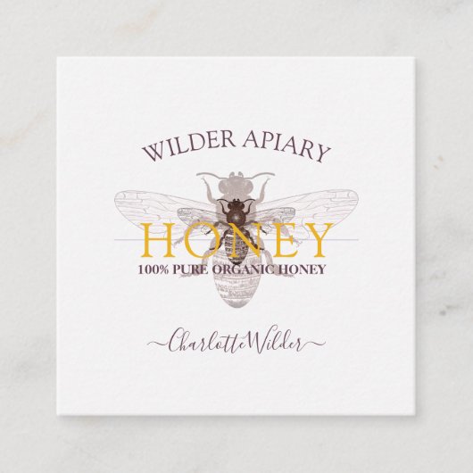 Apiary Honey bijenimeper Vierkante Visitekaartje (Voorkant)
