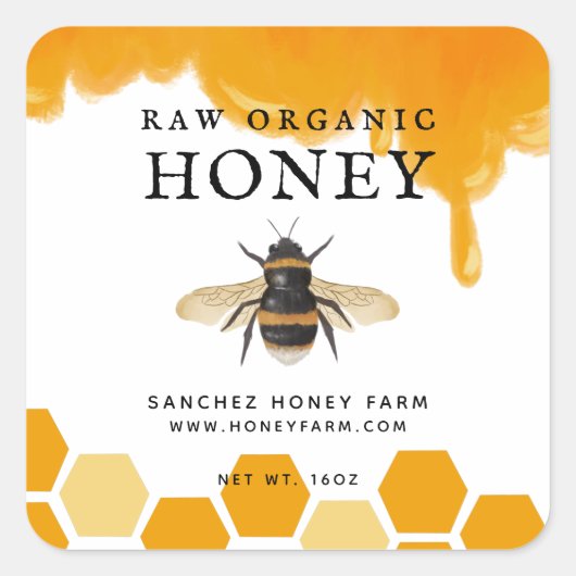 Apiary Honey Boerderij Jar Labels (Voorkant)