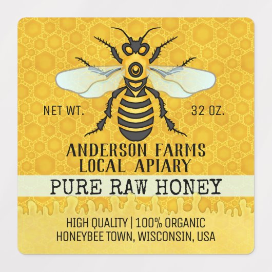 Apiary Honey Jar Bee Boerderij Honeybee en Honeyco Labels (Design 2)