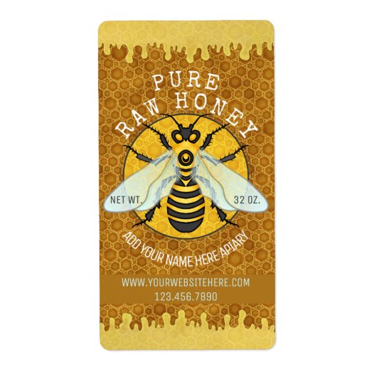 Apiary Honeybee Honey Jar Étiquettes | Honeypeb Be (Devant)