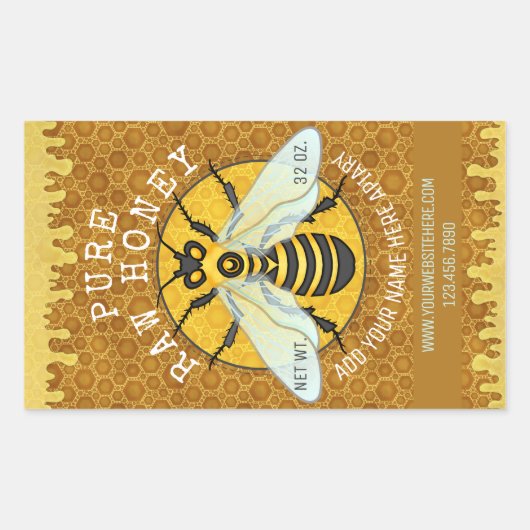 Apiary Honeybee Honey Jar Étiquettes | Honeypeb Be (Devant)
