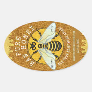 Apiary Honeybee Honey Jar Labels Honeycomb Bee