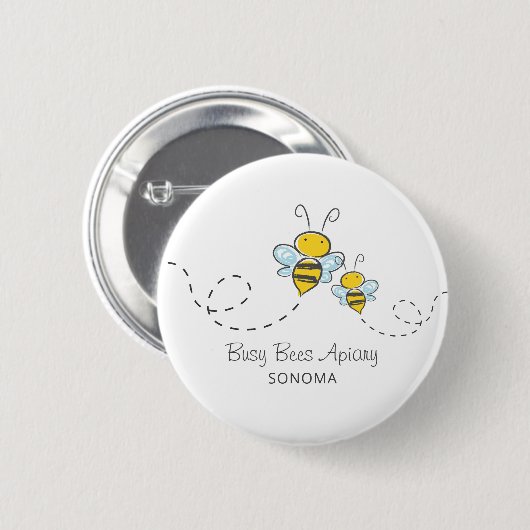Apiary imker Logo met mannetjesbijen Ronde Button 5,7 Cm (Voorkant /achterkant)