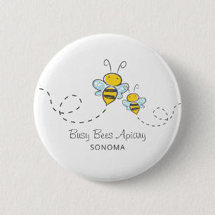 Apiary imker Logo met mannetjesbijen Ronde Button 5,7 Cm