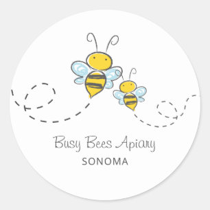 Apiary imker Logo met mannetjesbijen Ronde Sticker