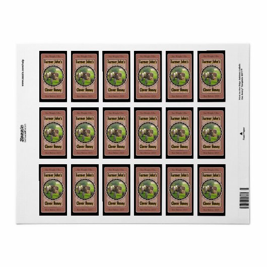 Apiary Photo Diamond Custom Honey Jar Labels (Full Sheet)