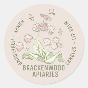 Apiary Promotion Label with Wildflower and bijen