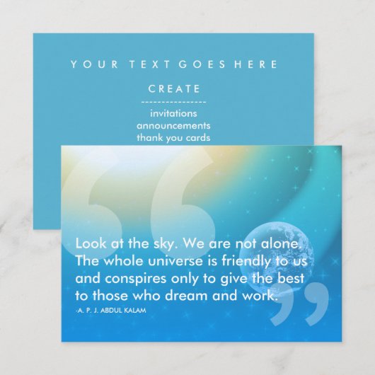 APJ Abdul Kalam succesquote Kaart (Voorkant / Achterkant)