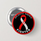 Aplastische anemie Fighter Ribbon Black Button (Voorkant /achterkant)