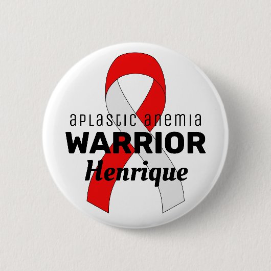 Aplastische anemie Warrior Ribbon White Button (Voorkant)
