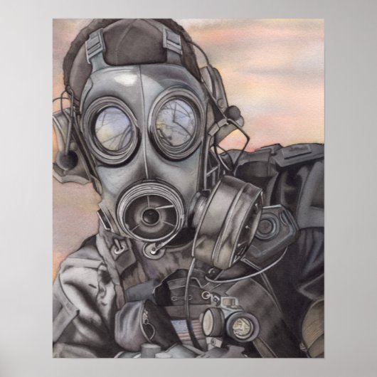 Apocalypse Prepper in Gas Mask Art Piece Poster (Voorkant)
