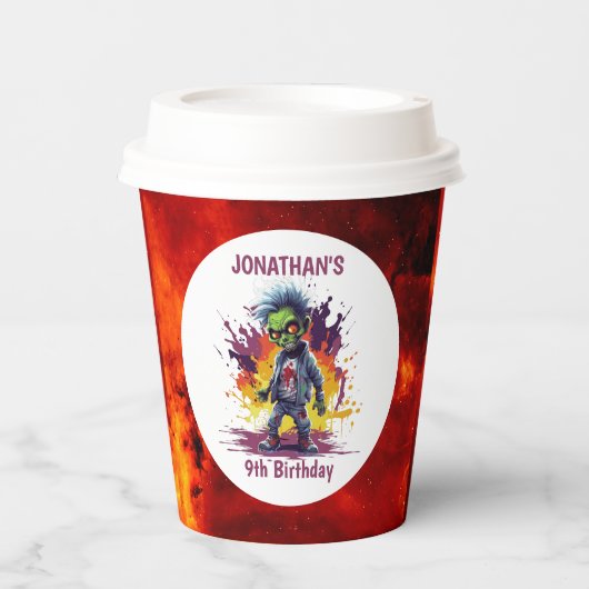 Apocalypse Verjaardag Zombie Jongen Papieren Bekers (Voorkant)