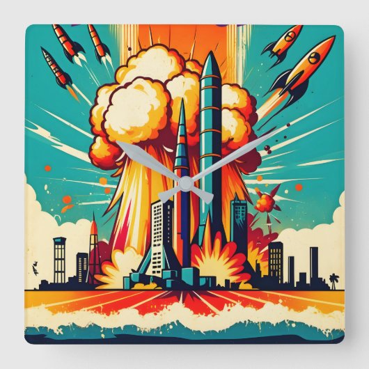 Apocalyptic Blast Vierkante Klok (Voorkant)