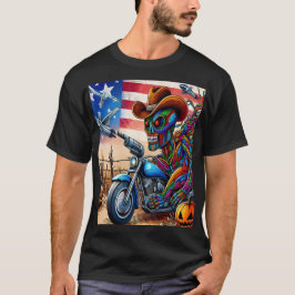 Apocalyptic Rider on a Harley in the American Dese T-shirt