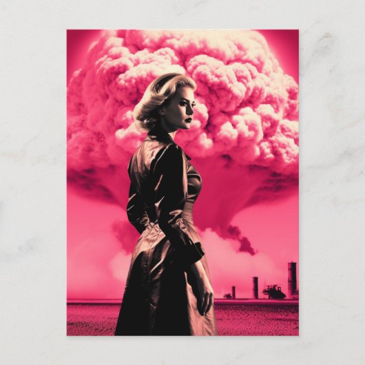 Apocalyptisch blond met roze wolk briefkaart (Voorkant)