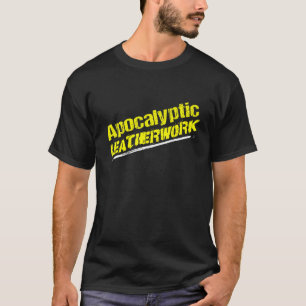 Apocalyptisch leerwerk in leer ambachtelijk leer t-shirt