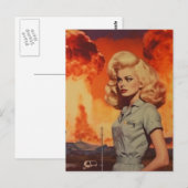 Apocalyptische blonde  vrouw briefkaart (Voorkant / Achterkant)