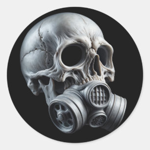 Apocalyptische Gas Mask Schedel T-shirt Ontwerp Ronde Sticker