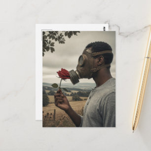 apocalyptische Vintage man in een gasmasker Rode R Briefkaart