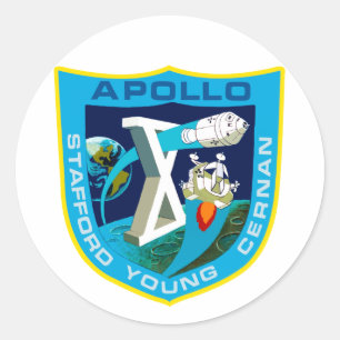 Apollo 10:  Nogmaals naar de maan! Ronde Sticker