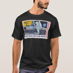 Apollo 11 50th First Man on the Moon Stamp Retro V T-shirt