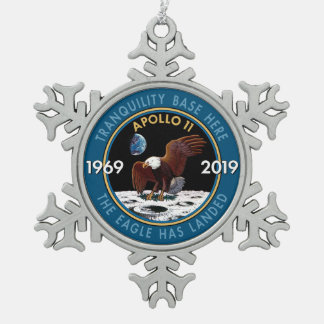 Apollo 11 50th Jubileum Mission Patch Insignia Tin Sneeuwvlok Ornament