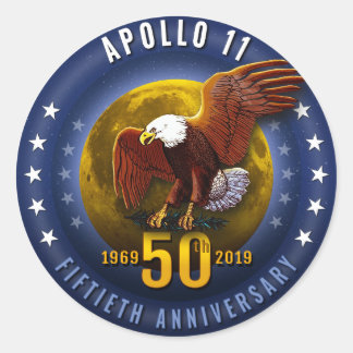 Apollo 11 50th Jubileum Starfield Moon Eagle - Ronde Sticker