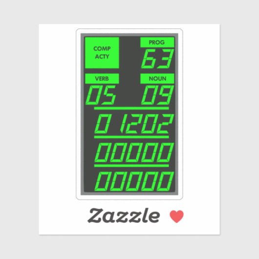 Apollo 11 DSKY Display, alarmcode 1202 Sticker (Vel)