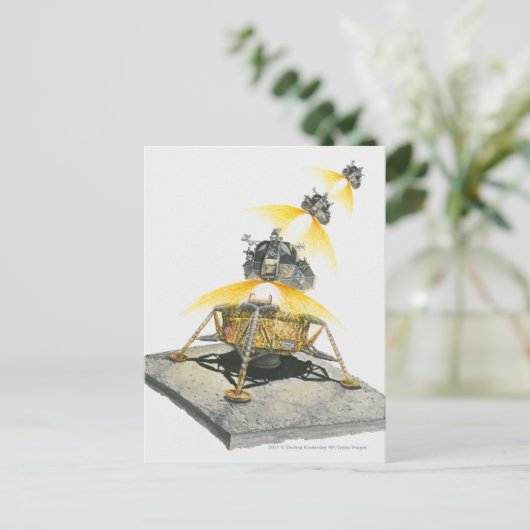 Apollo 11 Eagle-module die uit de maan gaat Briefkaart (Staand voorkant)